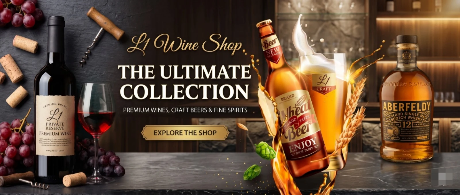 L1 Wine Shop Gurugram — Our Brands page banner